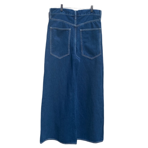 Zara Super Wide Leg Blue Jeans Medium Wash High Rise Ankle Length Denim - Picture 4 of 12